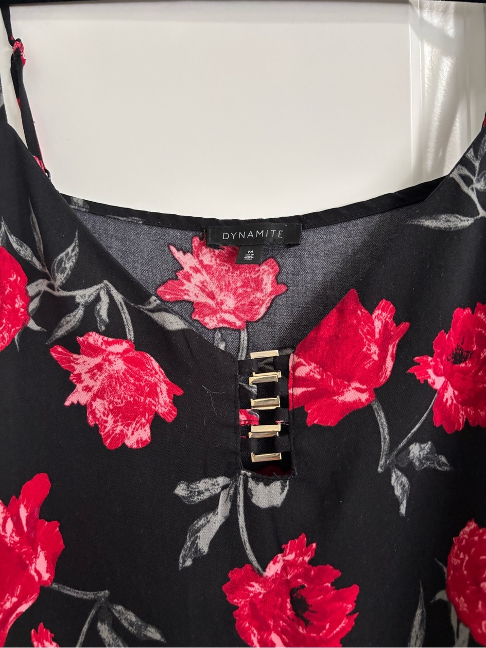 Dynamite Black Camisole with Red Floral Print - Picture 2 of 3